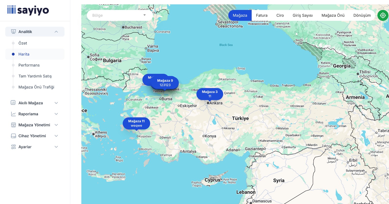 Sayiyo Harita Görünümü